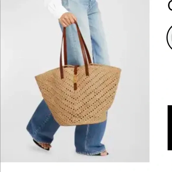 Saint Laurent large  raffia tote - Picture 4 of 7